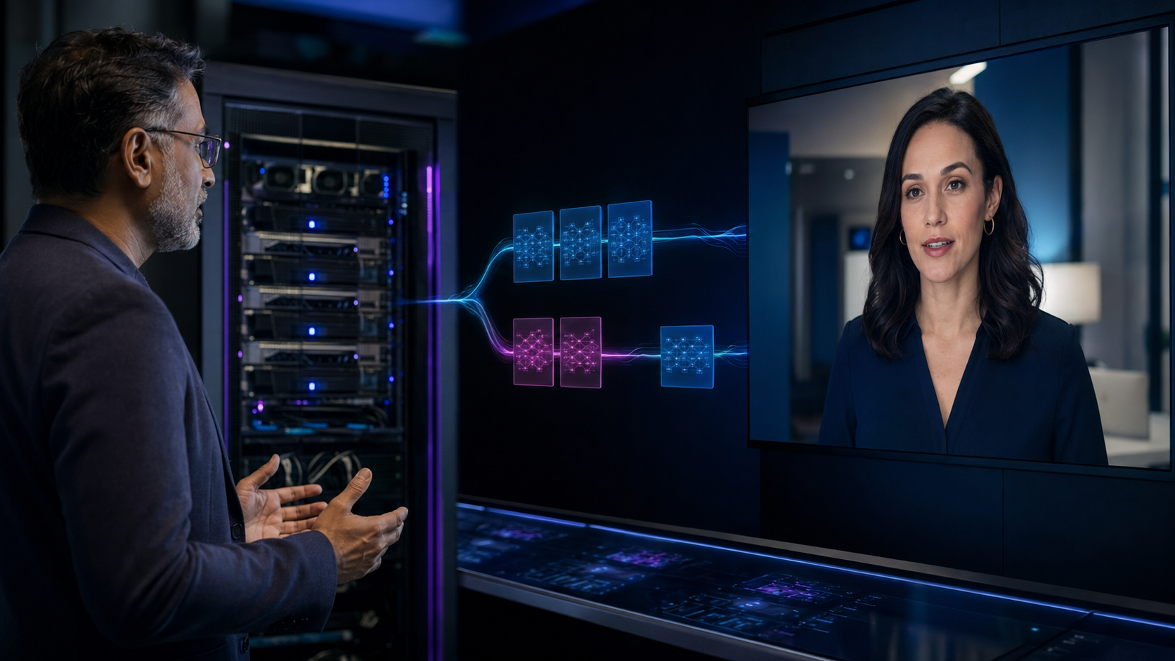 Enterprise architect routing a real-time AI avatar through efficient models on private GPU infrastructure