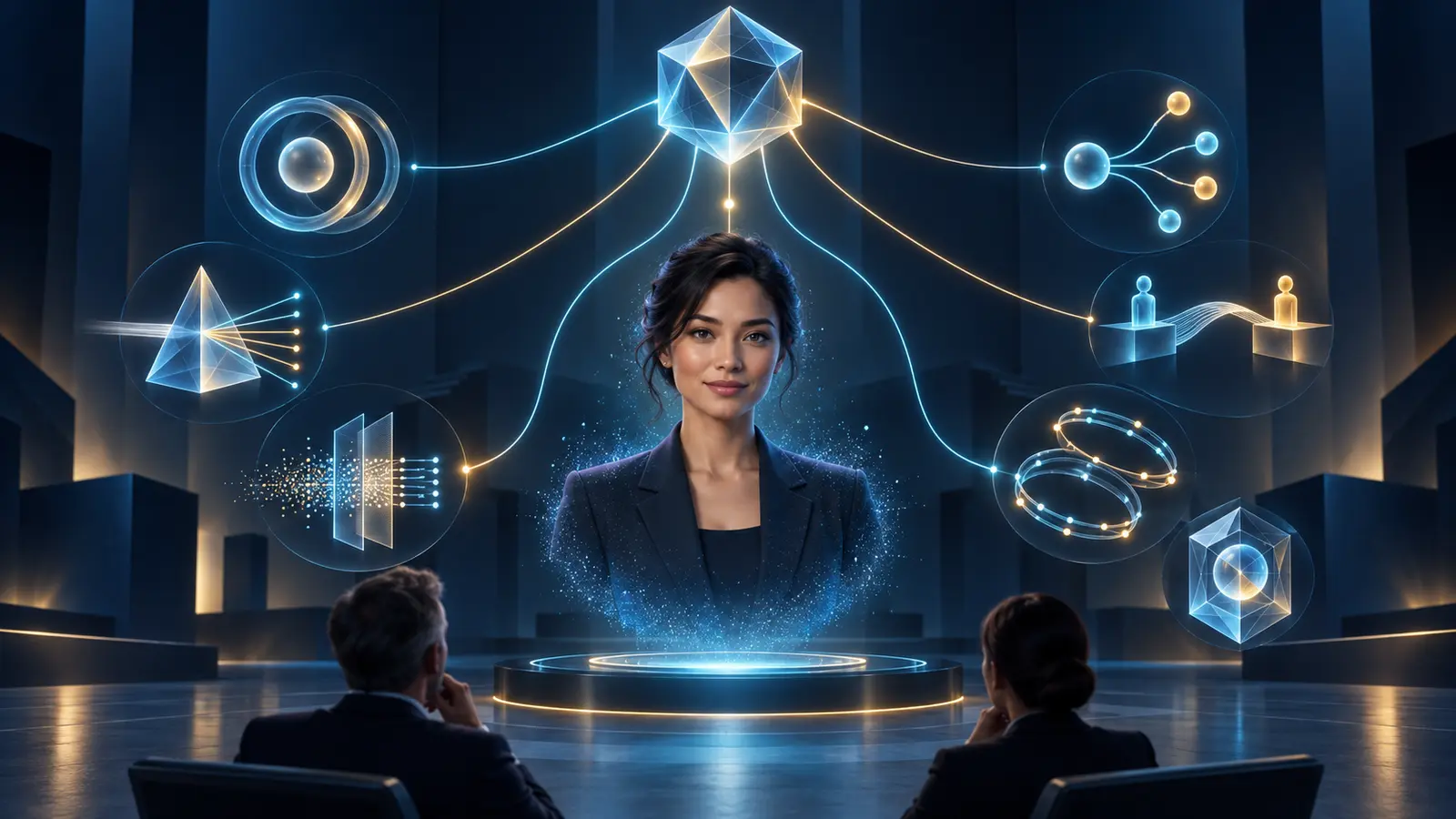 Enterprise reviewers examine seven evidence paths connected to a real-time AI avatar and a single assurance conclusion.