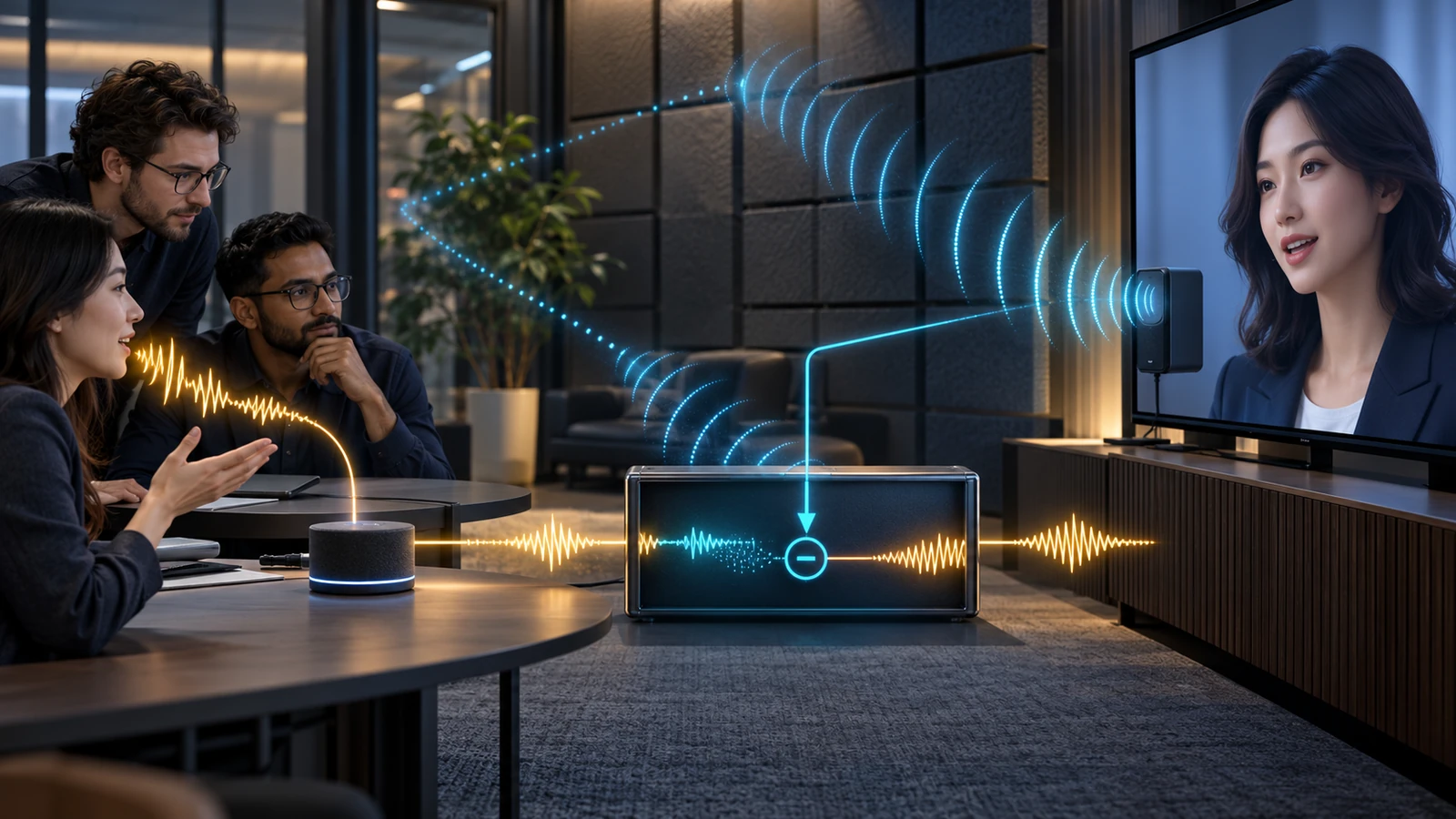 Enterprise audio team testing playback-reference echo cancellation for a real-time AI avatar across microphone, speaker and room paths