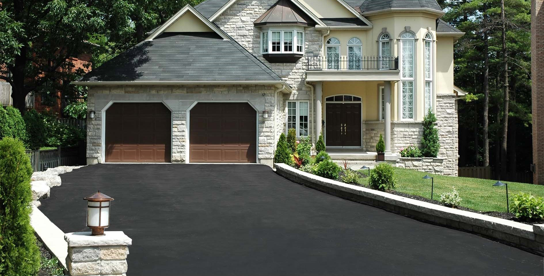 Newly paved asphalt driveway