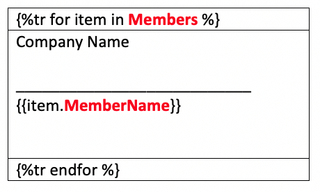 Docassemble Documate Table Format