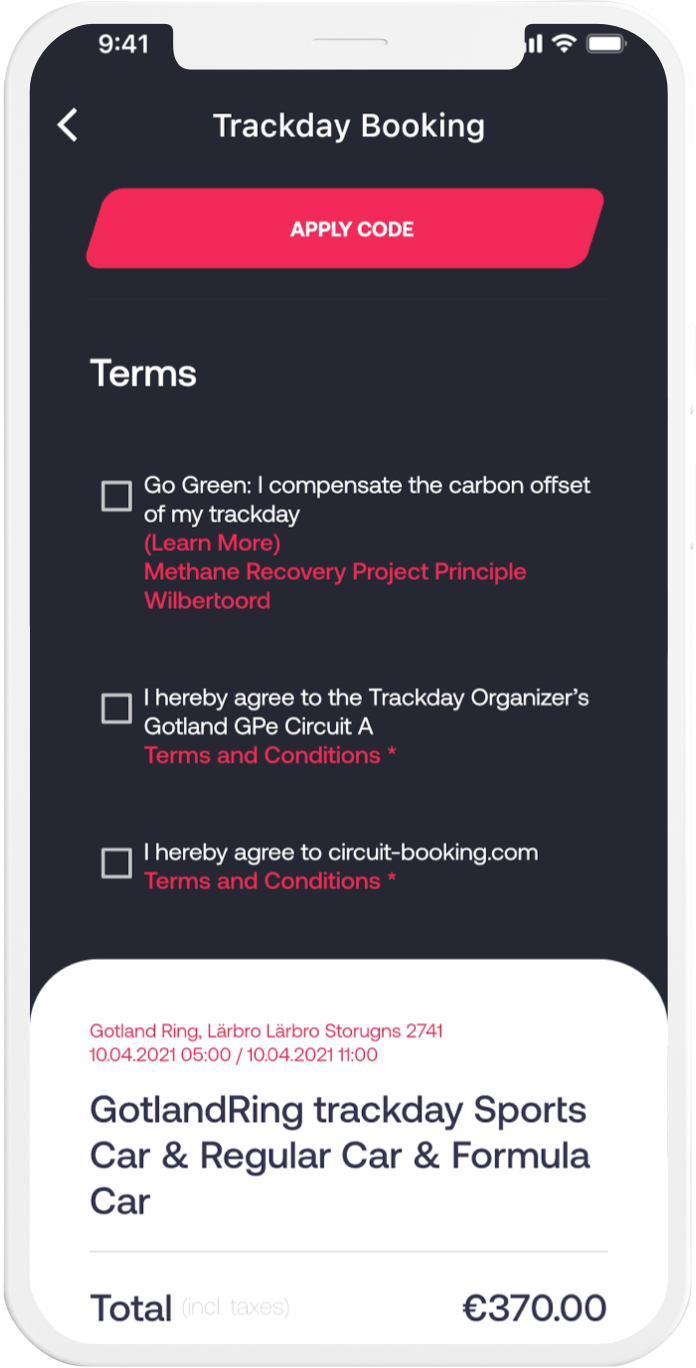 Circuit Booking mobile development  - payment steps