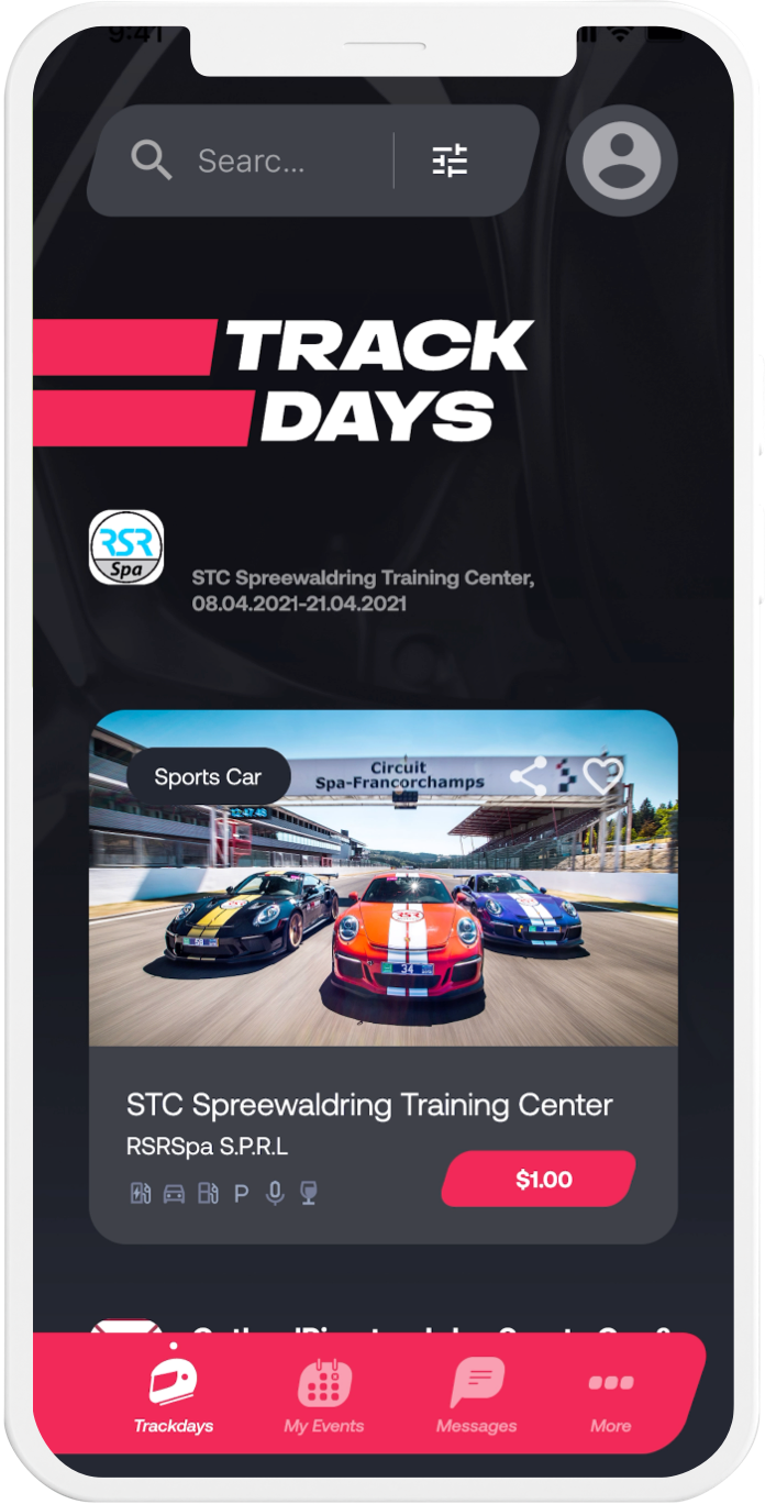 Circuit Booking mobile development  - home