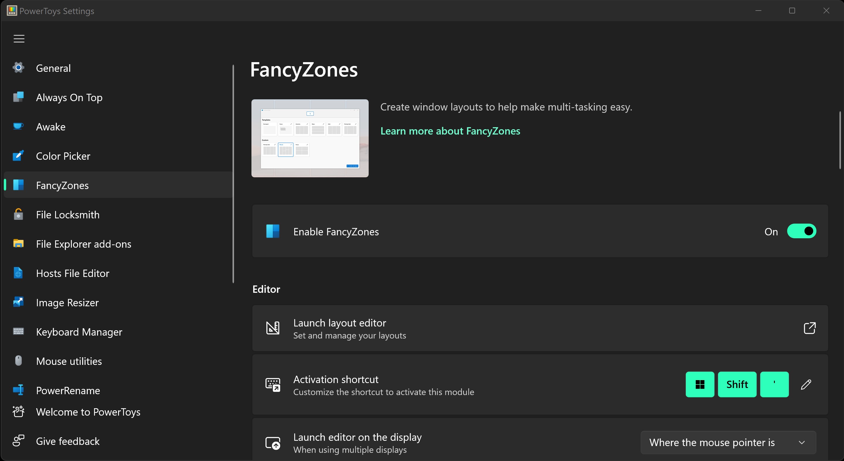 Microsoft PowerToys, FancyZones Window Manager