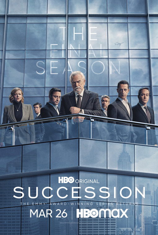 Succession Season 4 poster - the Roy family on a balcony above the New York skyline