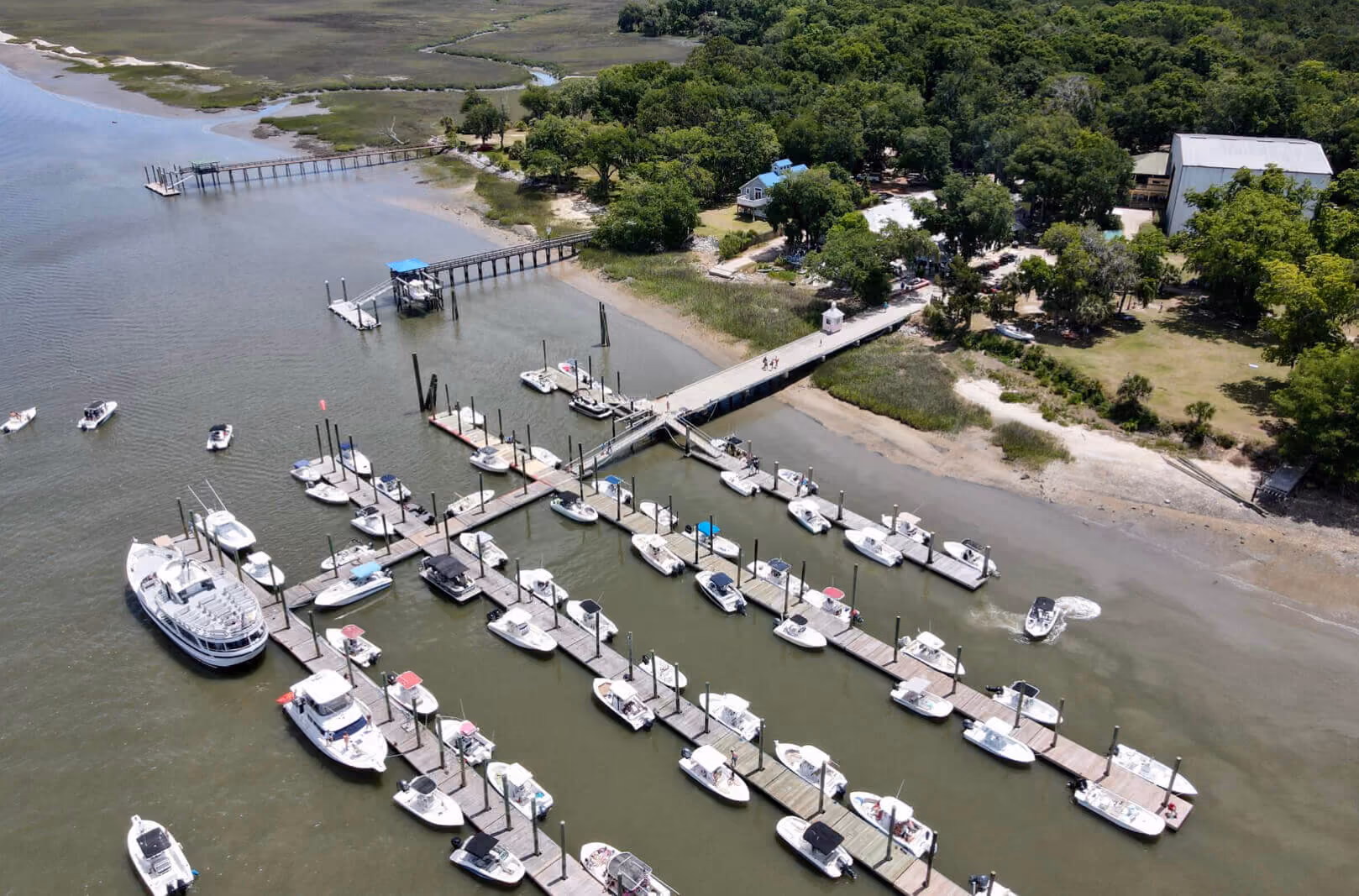 Aerial view of Freeport Marina on Daufuskie Island