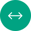 White horizontal double arrow icon inside a green circular button.