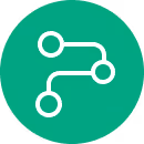 White network or connection nodes icon inside a green circle.