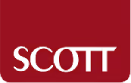 Scott logo on a red background.