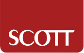 Scott logo on a red background.