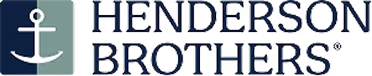 Logo with white anchor icon on dark teal background next to the text Henderson Brothers in black.
