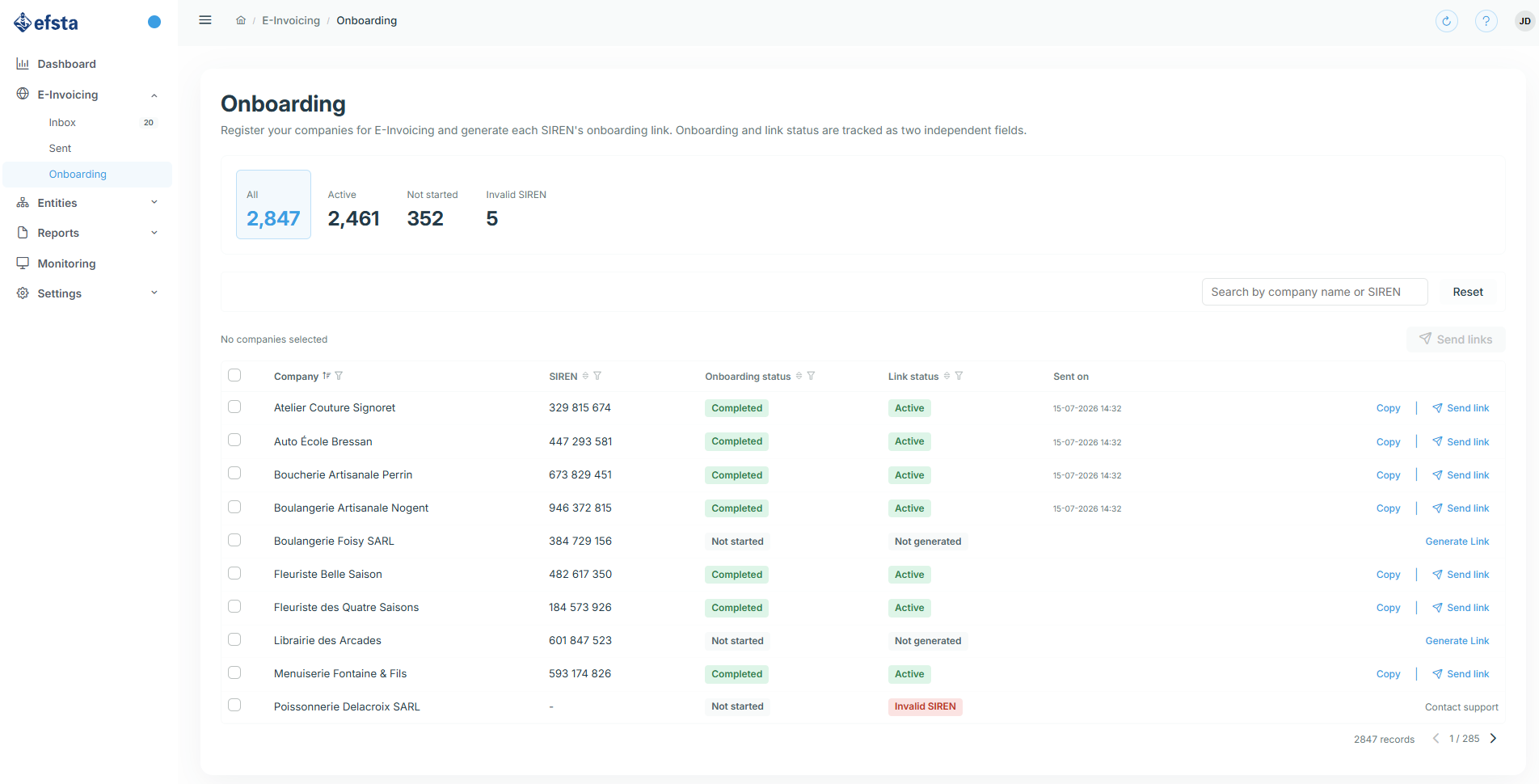 Diagramm zeigt API-Datenfluss in Spanien zu einem gesicherten digitalen Dokument mit Prüfzeichen.