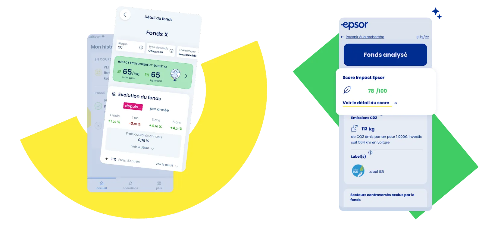 Visuels de l'application Epsor