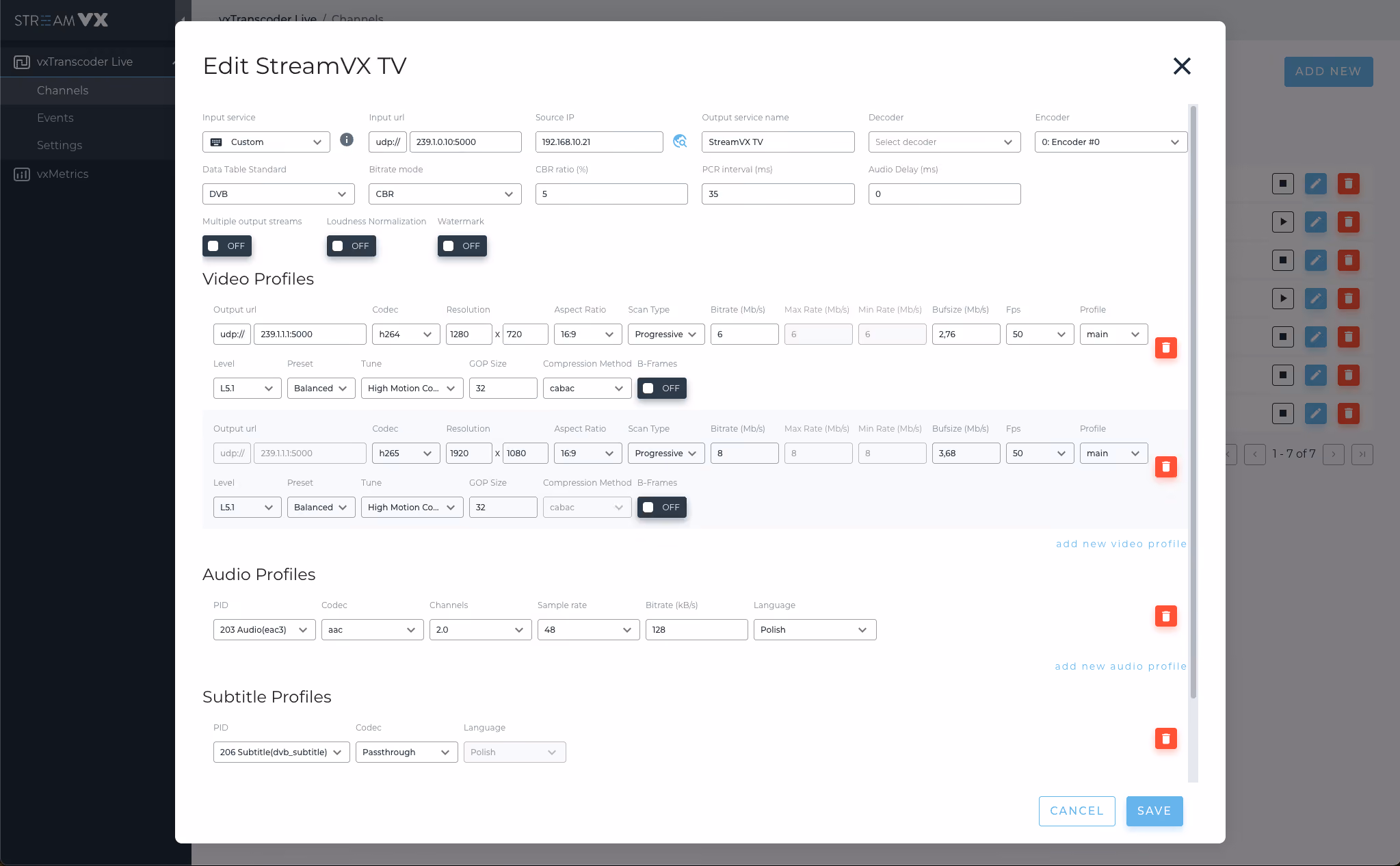 StreamVX platform interface