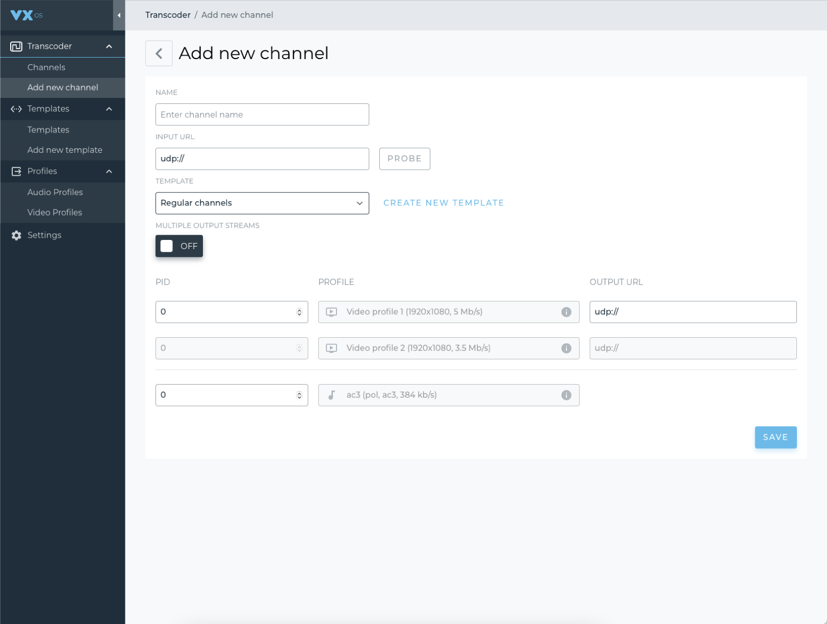 vxOS — add new channel