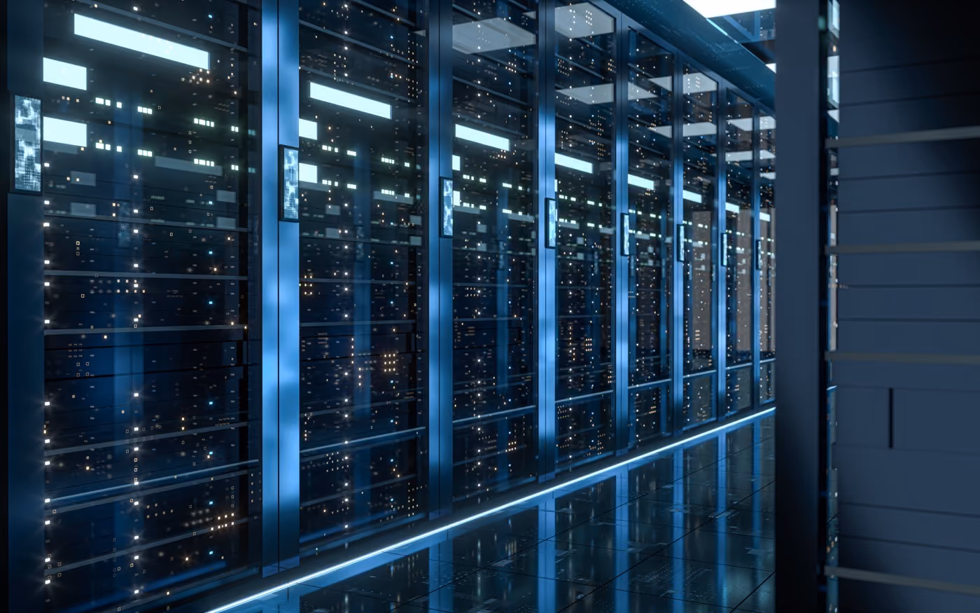 Broadcast headend racks — the network layer where the TS Splicer swaps regional ads (AI-generated illustration)