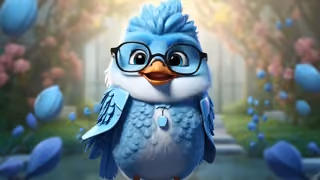 Kids channel - a 3D animated cartoon bird