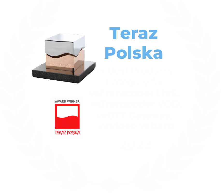 Teraz Polska emblem - Best Products award for StreamVX vxApps