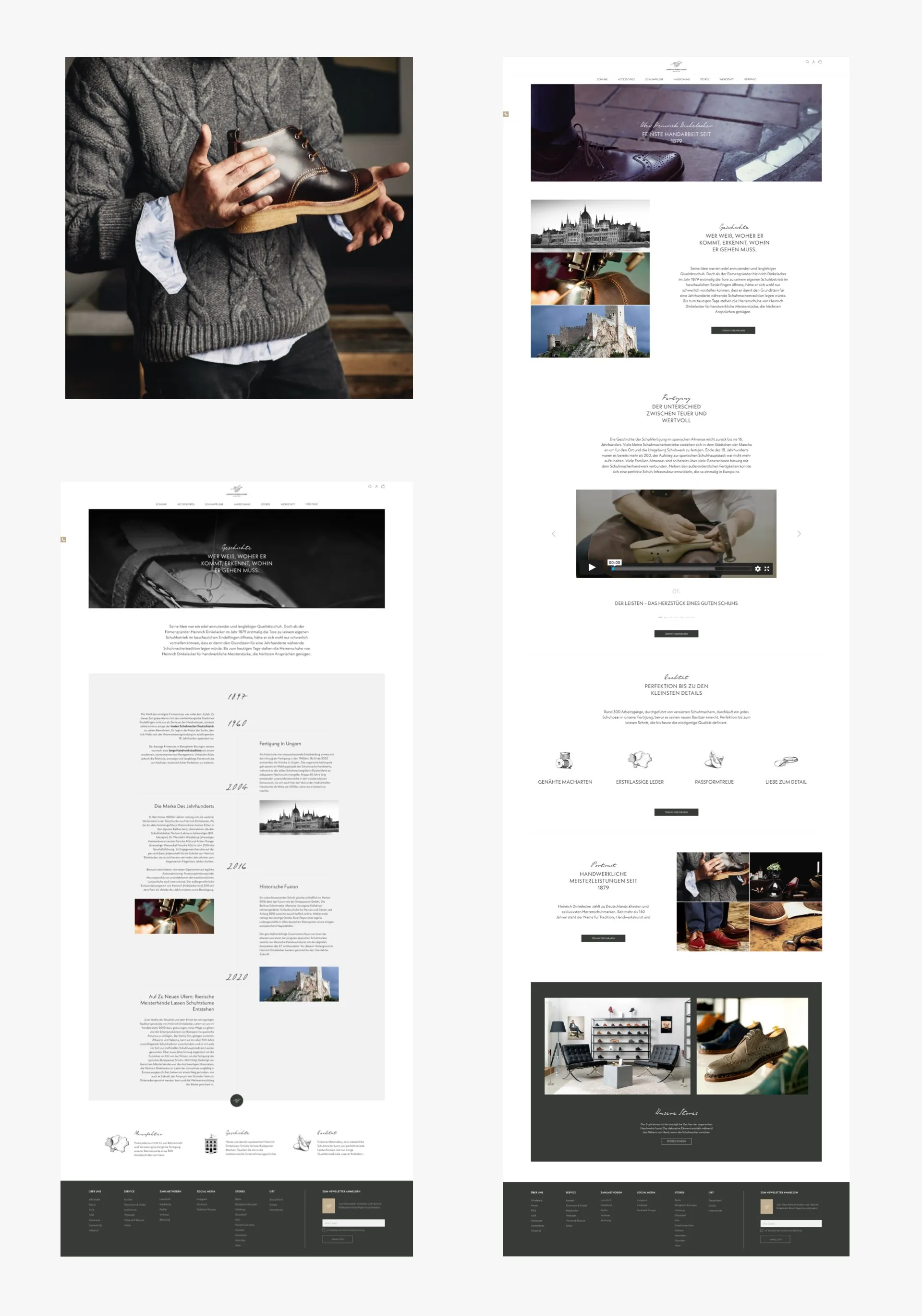 Kolaż przedstawiający podstrony tekstowe sklepu na Shopify