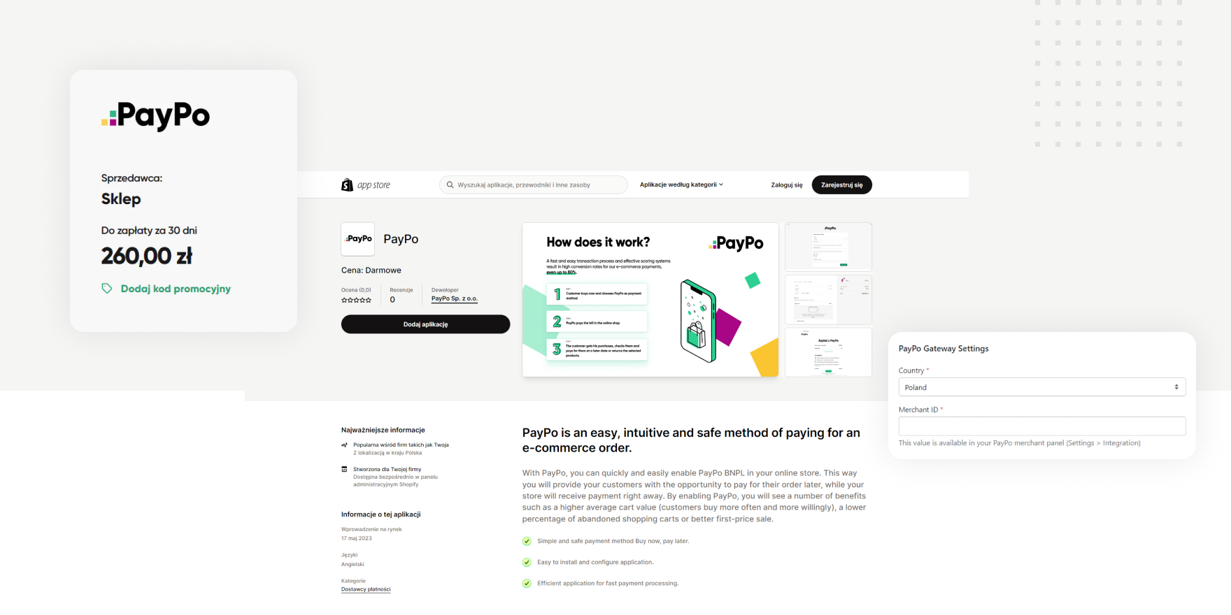 Aplikacja PayPo w Shopify App Store