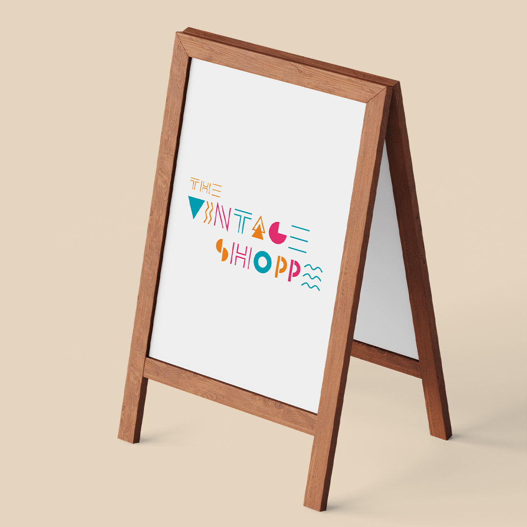 The Vintage Shoppe logo mockup. outdoor sign