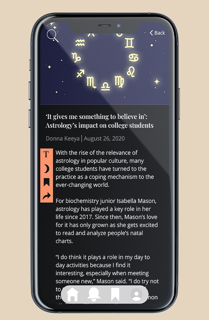 dark mode article screen mockup