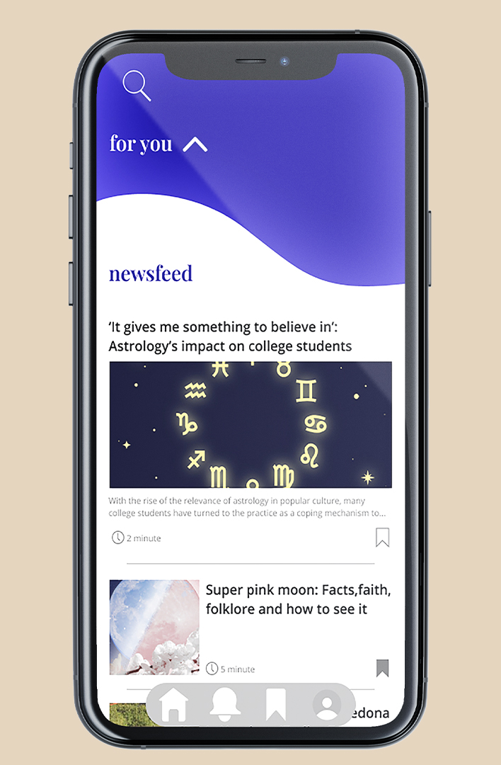 Newsfeed screen mockup