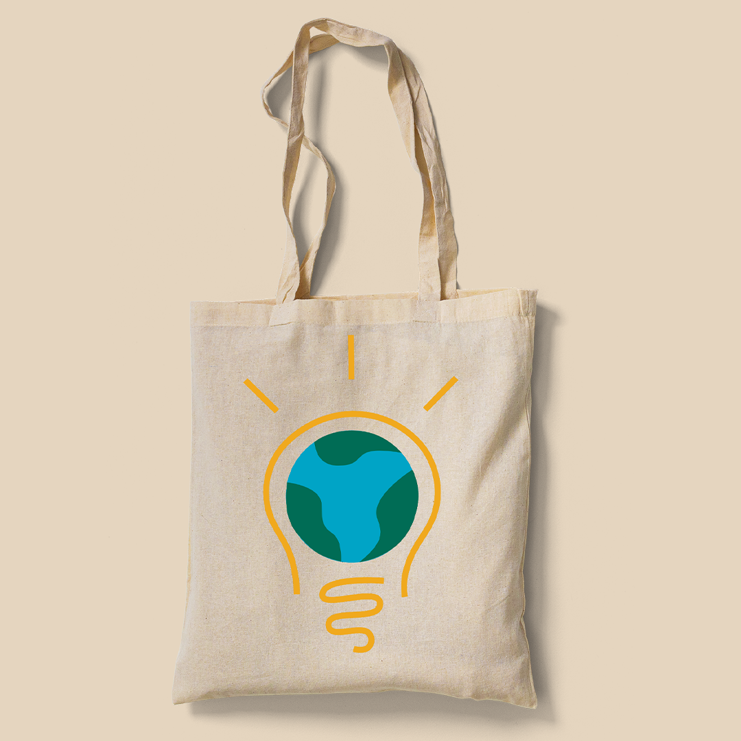 reusable tote bag with icon logo