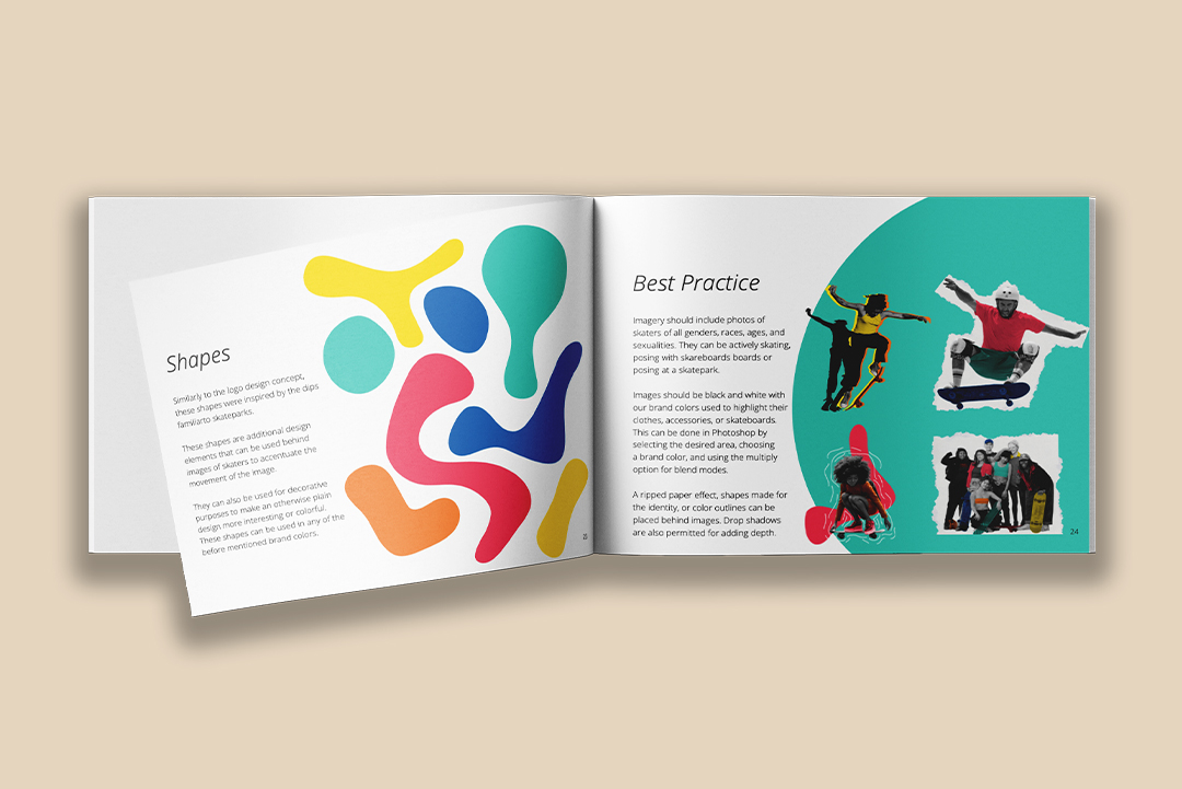 Skateward identity manual imagery pages mockup