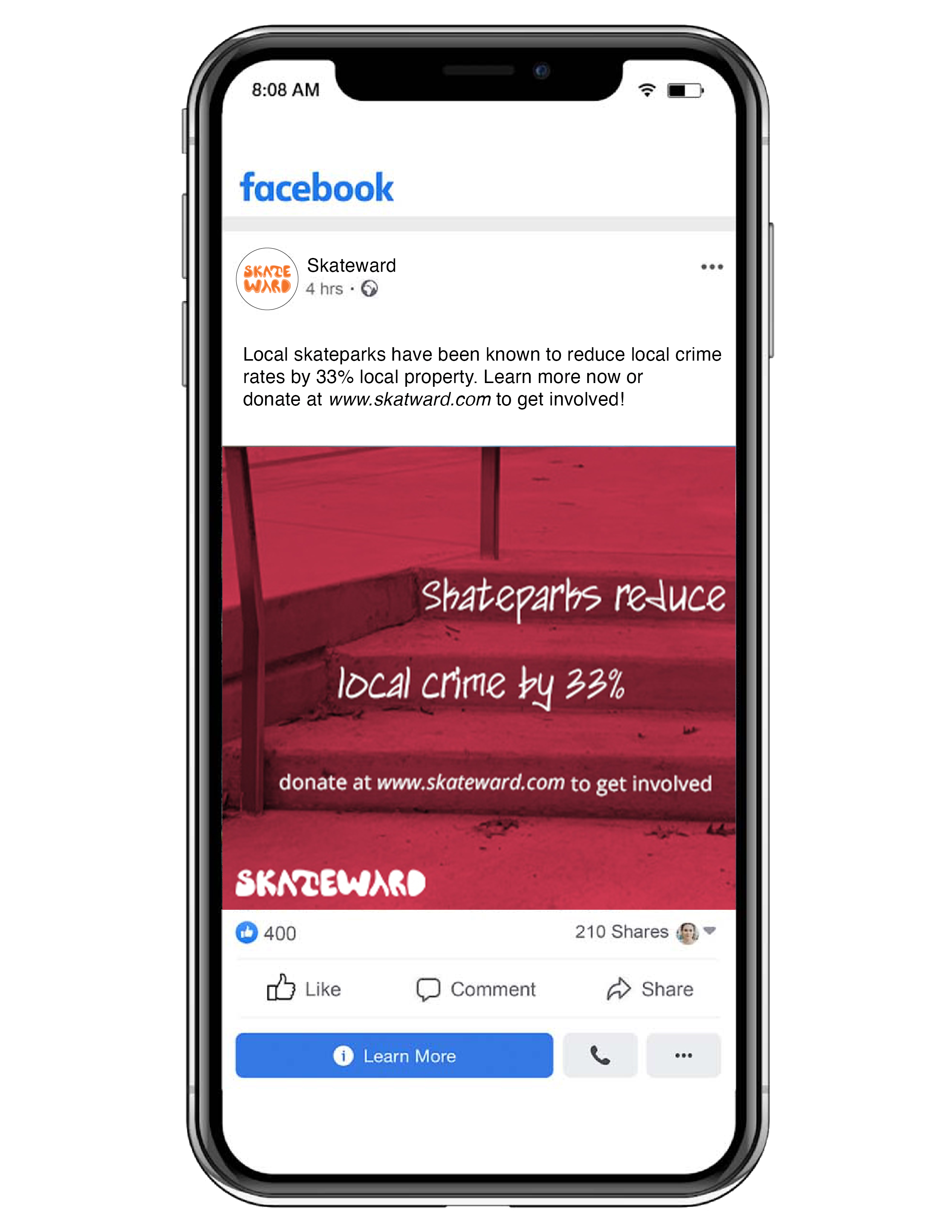 Skateward online ad Facebook mockup