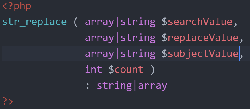 str_replace function basic syntax. 