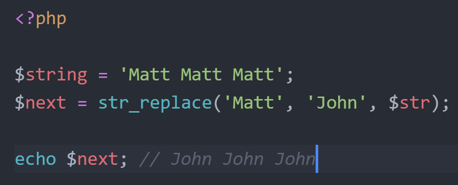 Code example showing how we can replace multiple instances