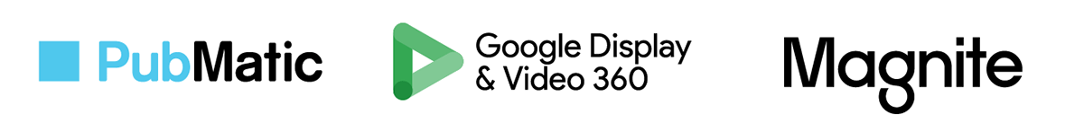 PubMatic, Google Display & Video 360, Magnite logos