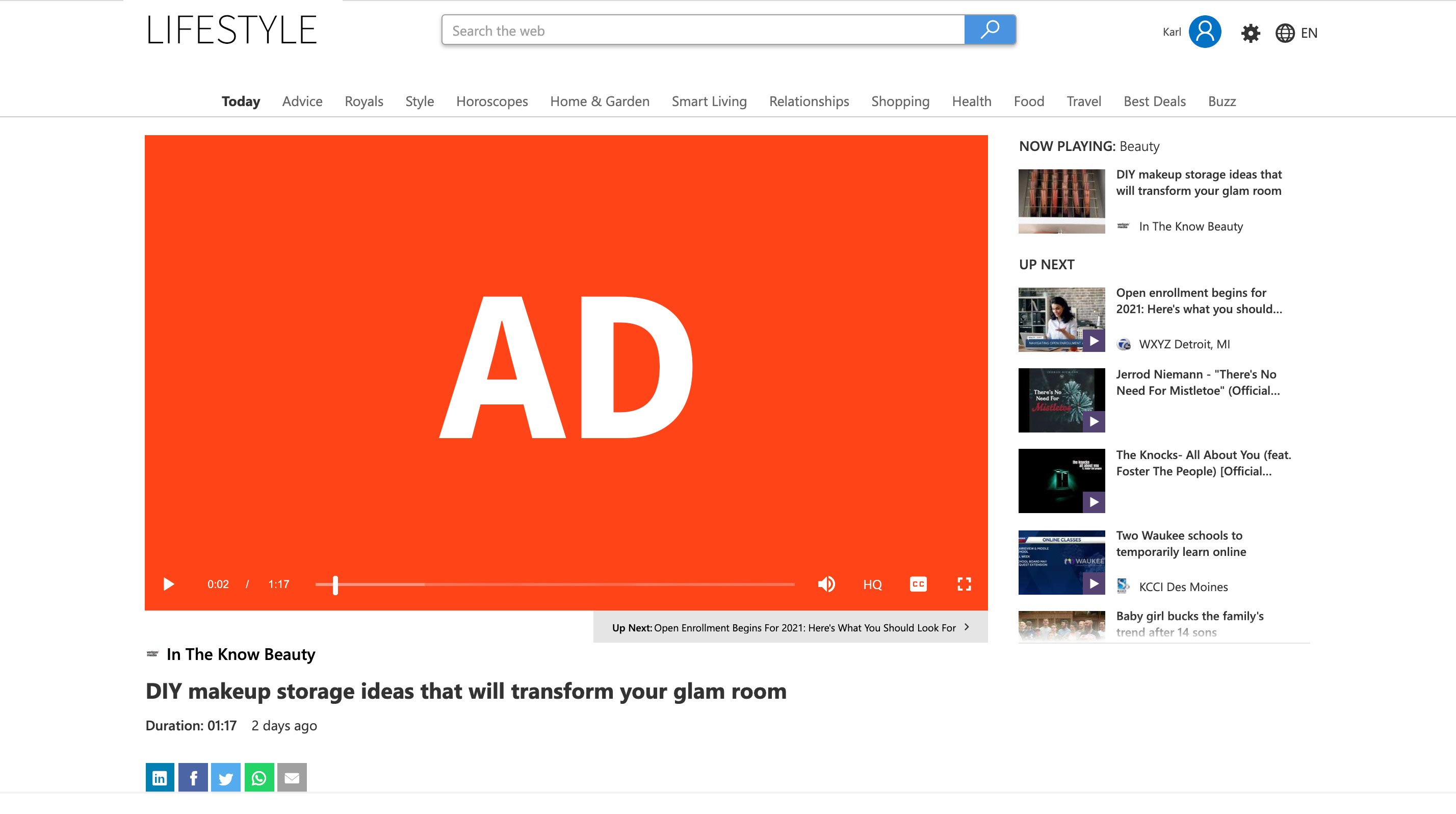 A screenshot of a high-AU media placement, indicating higher media quality