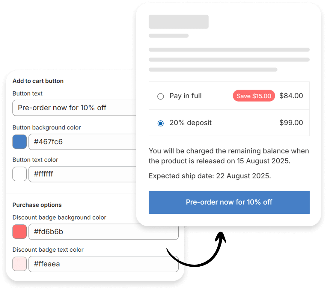 A screenshot of Early Bird Shopify pre-order app's point and click setup to enable pre-orders for any Shopify stores immediately