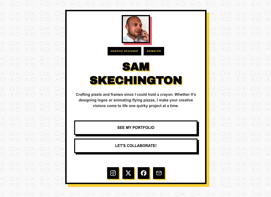 Example of Neo Brutalism template for one page website