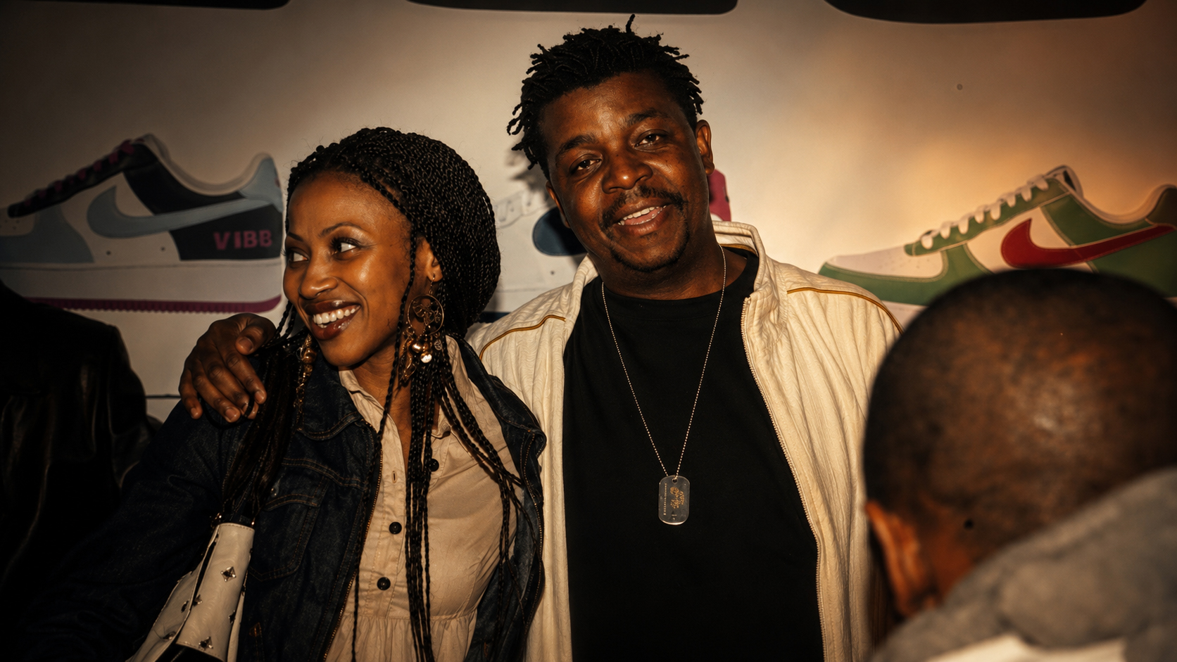 South African music and culture legend DJ Oskido at the heart of the Nike X MTV Air Force 1 25th anniversary celebration, surrounded by iconic Nike sneakers — a moment where music, style and street culture converged around the enduring legacy of Air Force 1. ©Jandré Louw