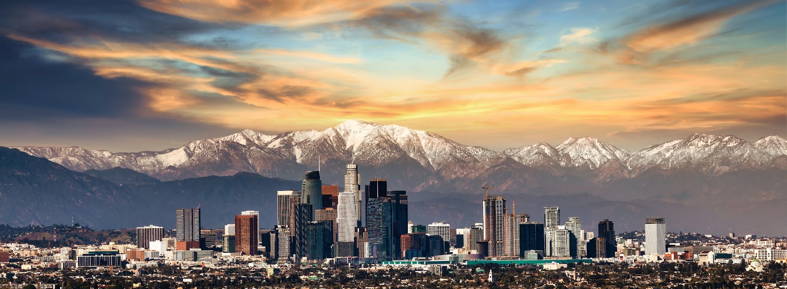 Los Angeles California skyline at sunset - construction noise barrier solutions