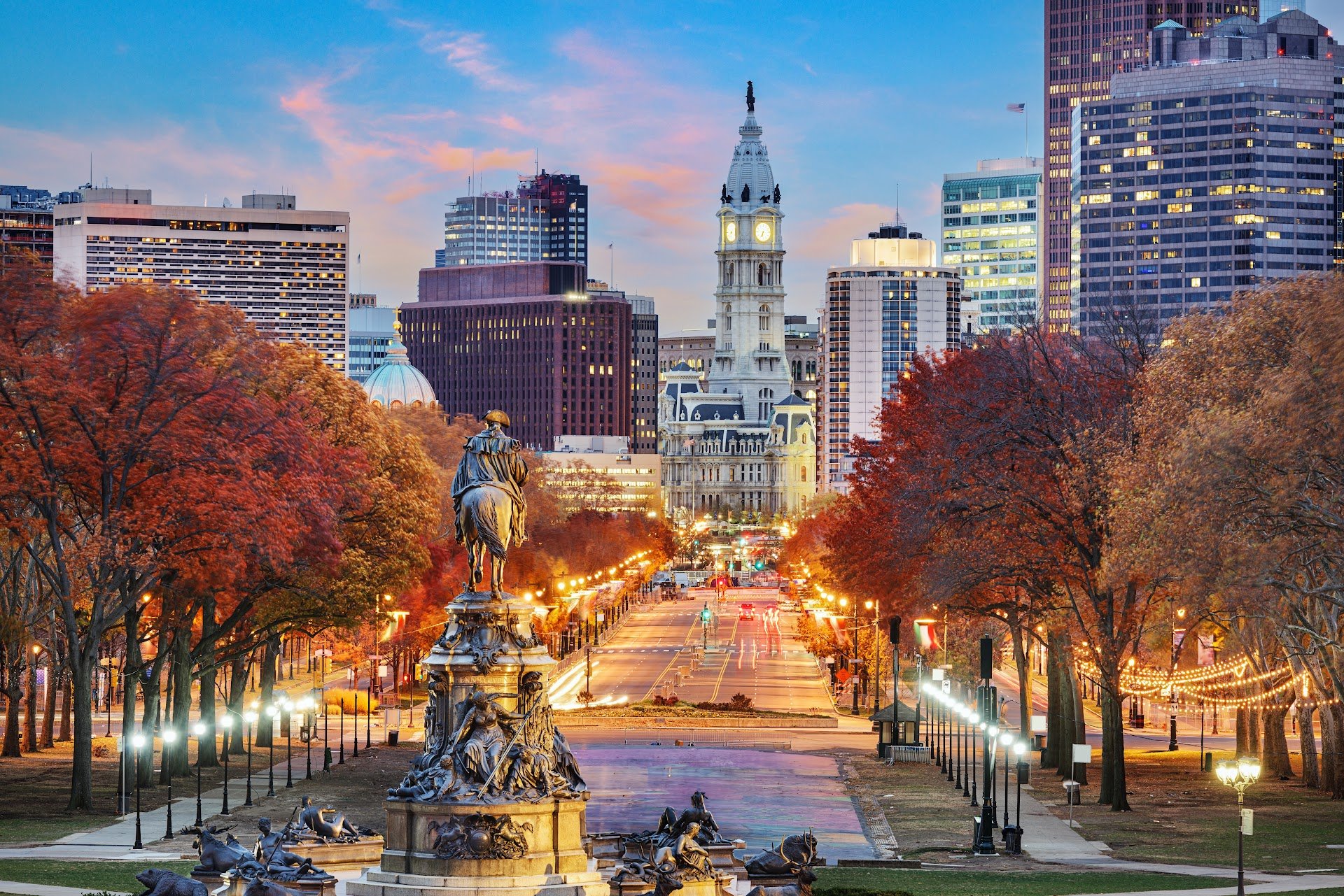 Philadelphia Pennsylvania downtown skyline - construction noise barrier solutions