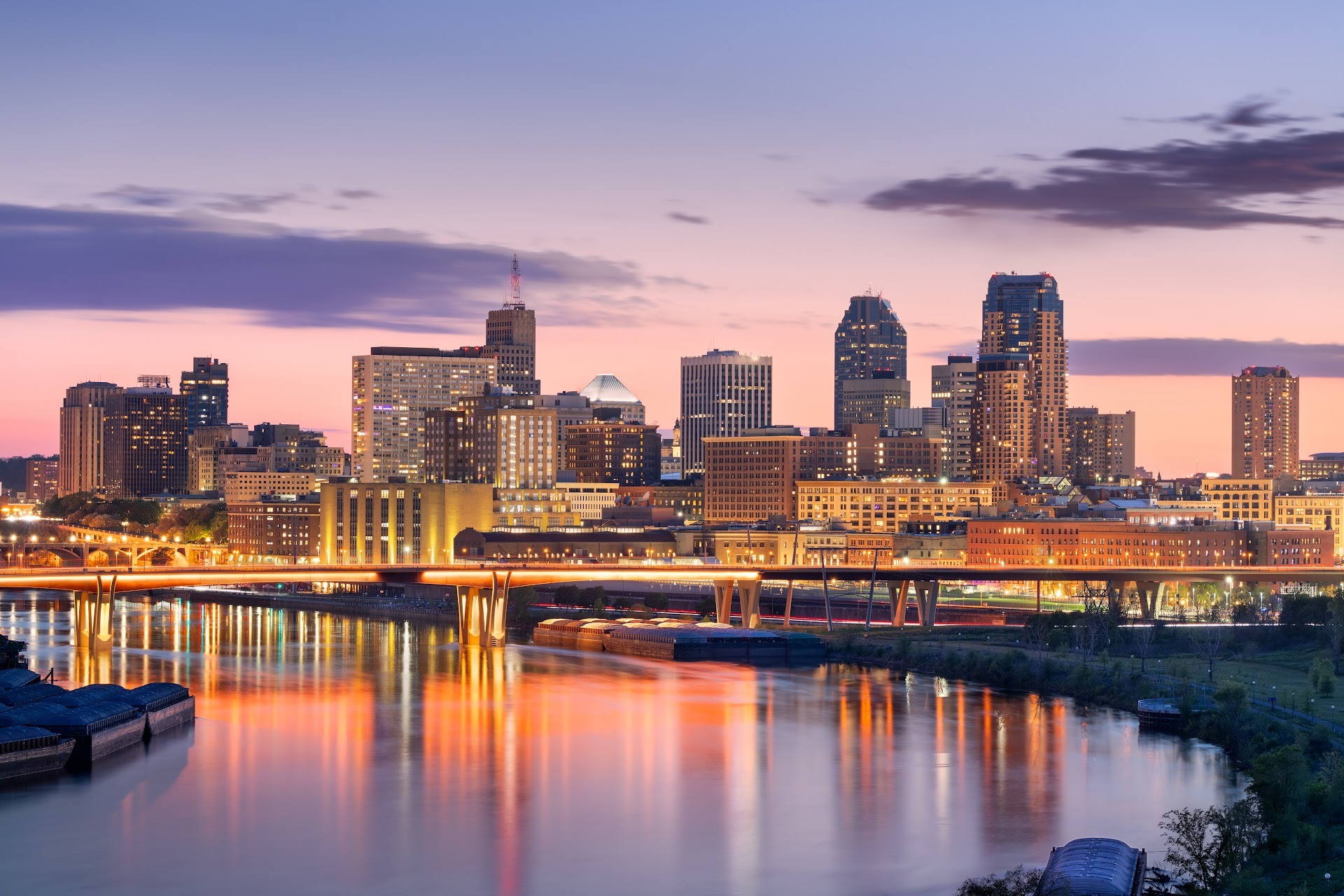 Minneapolis skyline with construction activity - Echo Barrier noise control solutions