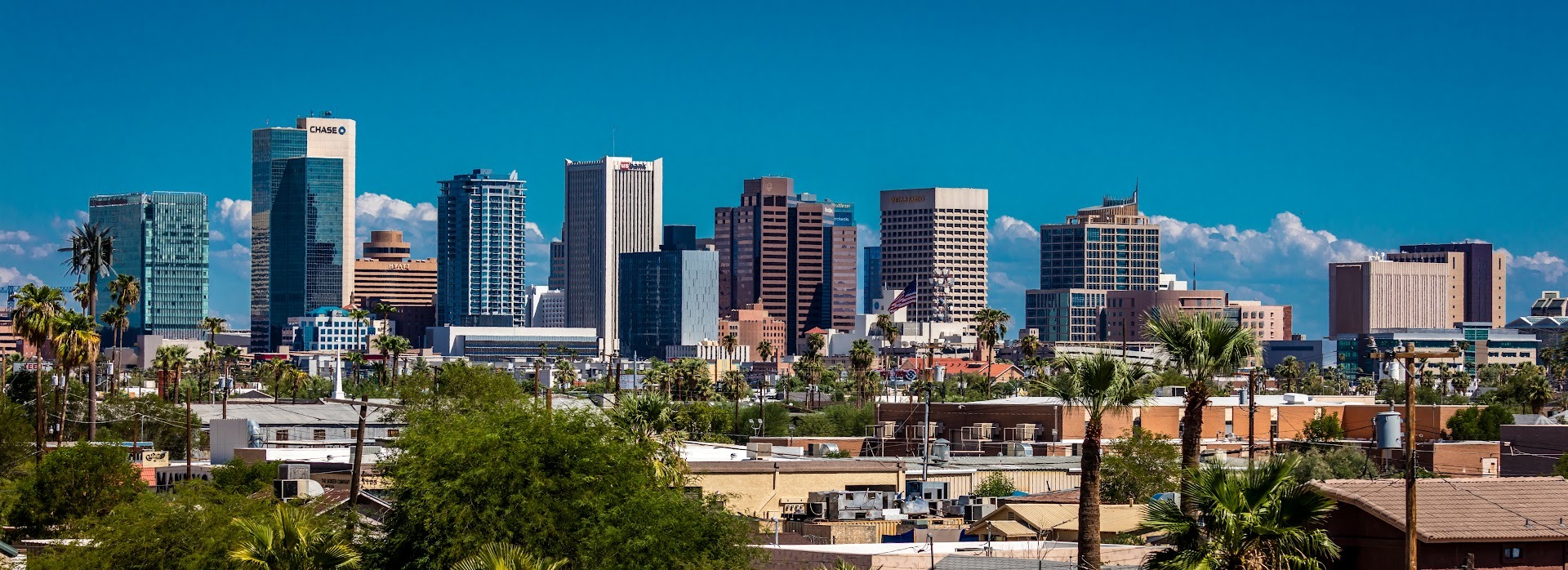 Phoenix Arizona skyline panorama with downtown construction - Echo Barrier noise control solutions