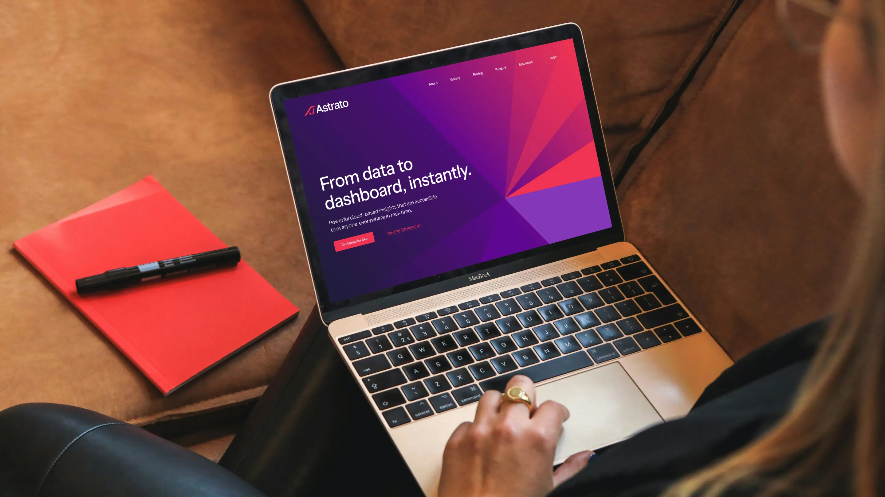 Astrato brand identity on website, homepage design