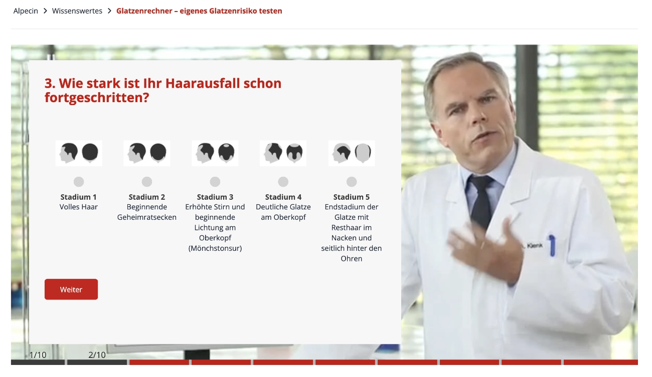 Der Glatzenrechner von Alpecin