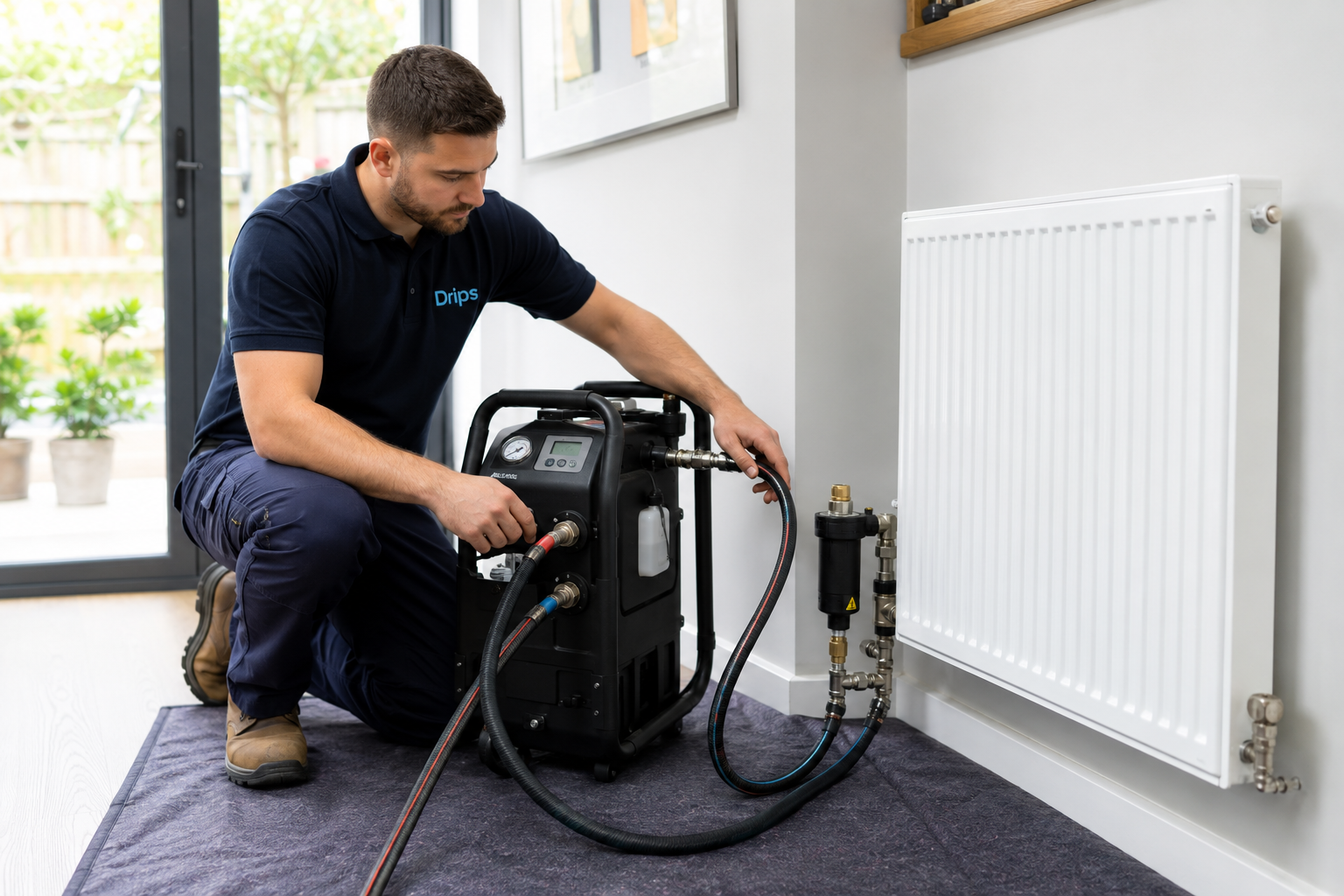Drips heating engineer installing and configuring a smart thermostat in a Kent home