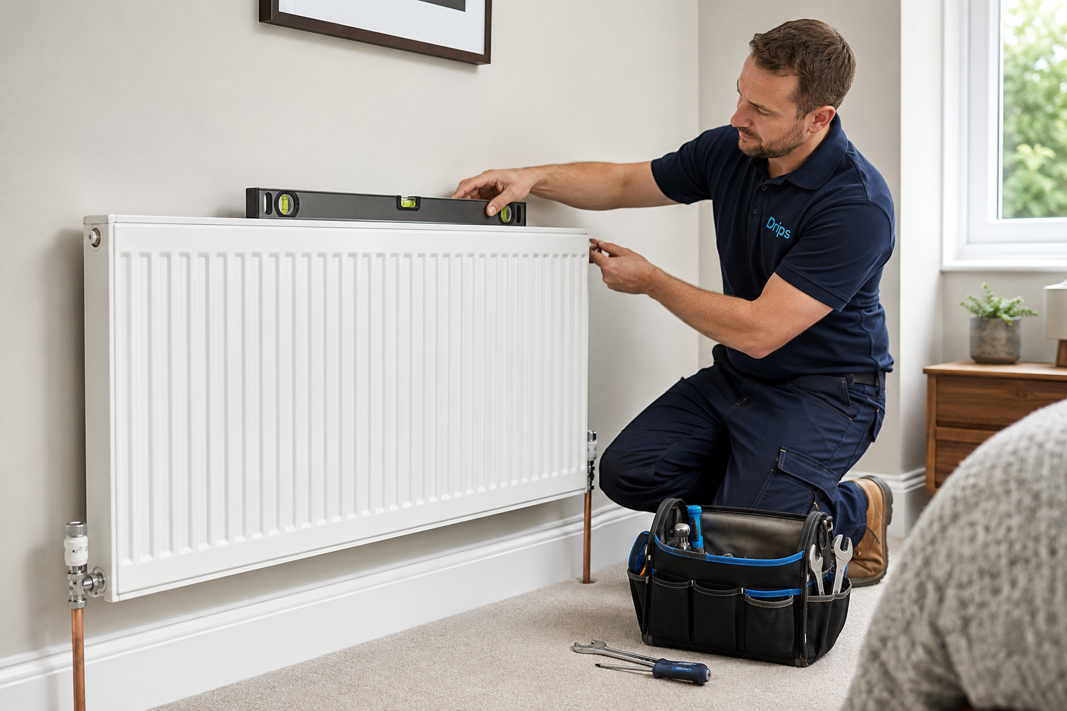 Drips heating engineer installing and configuring a smart thermostat in a Kent home