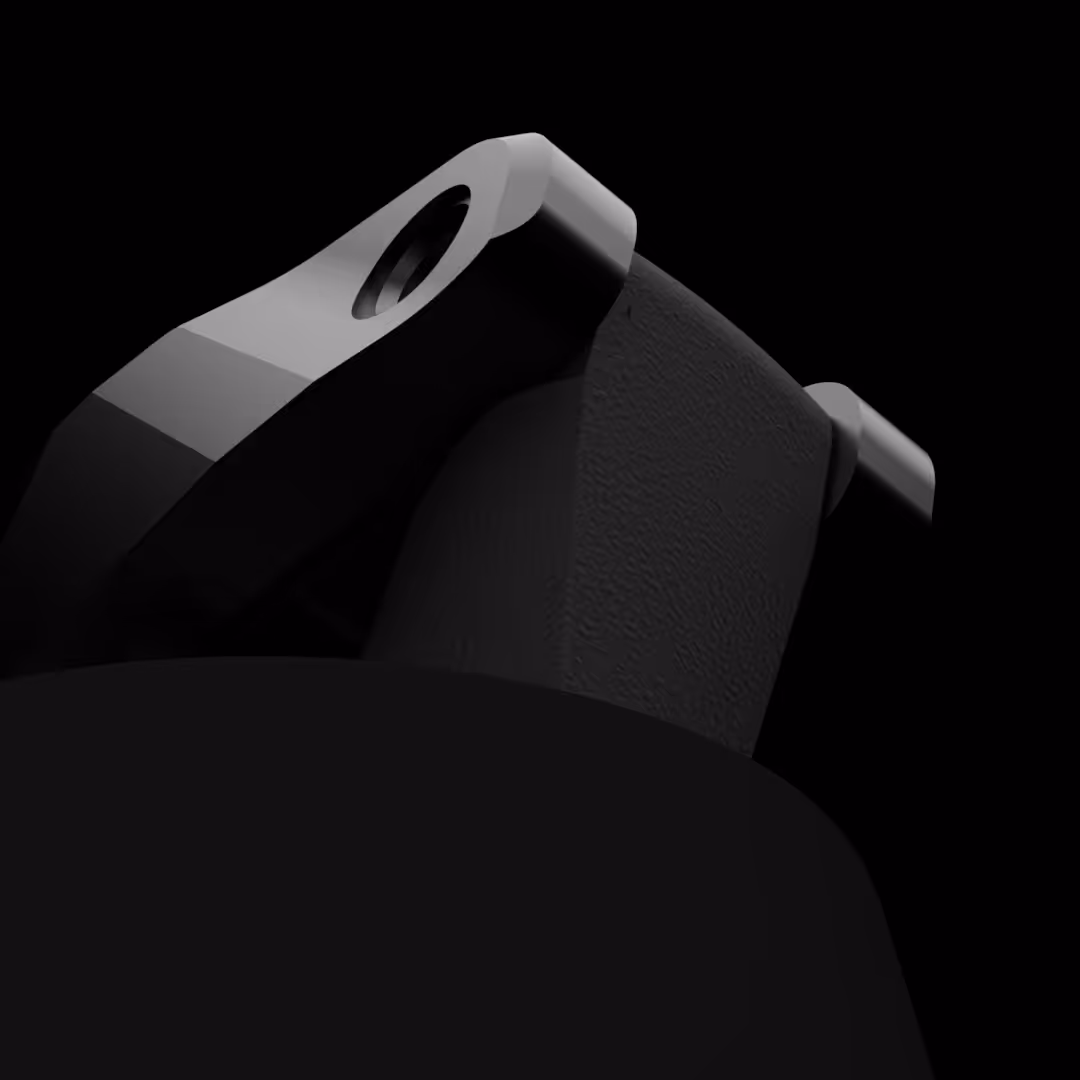 Close-up of prosthetic foot joint and mechanical structure