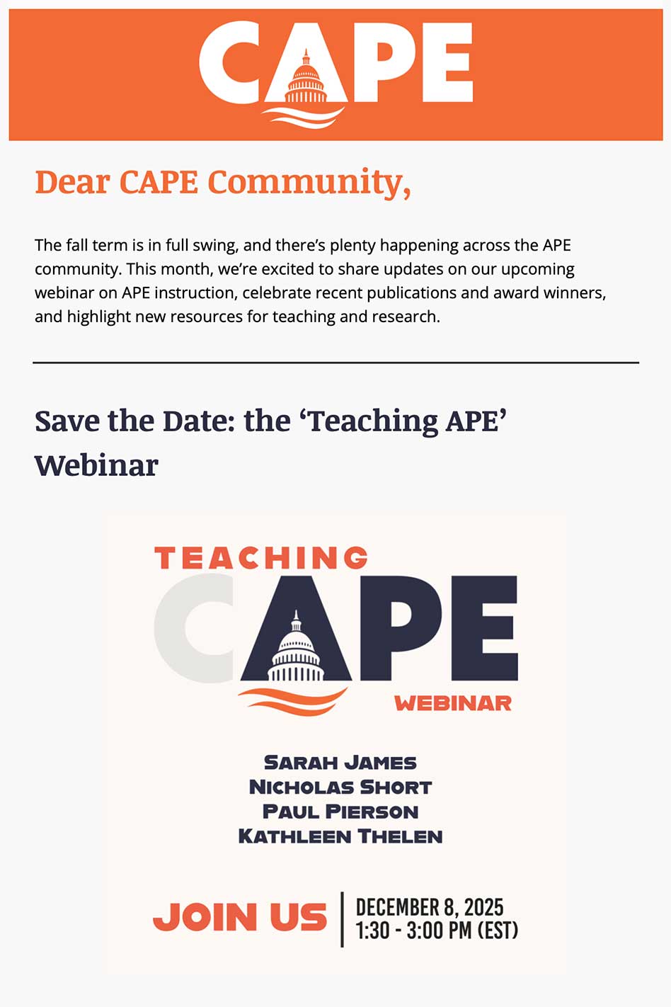 CAPE Newsletter