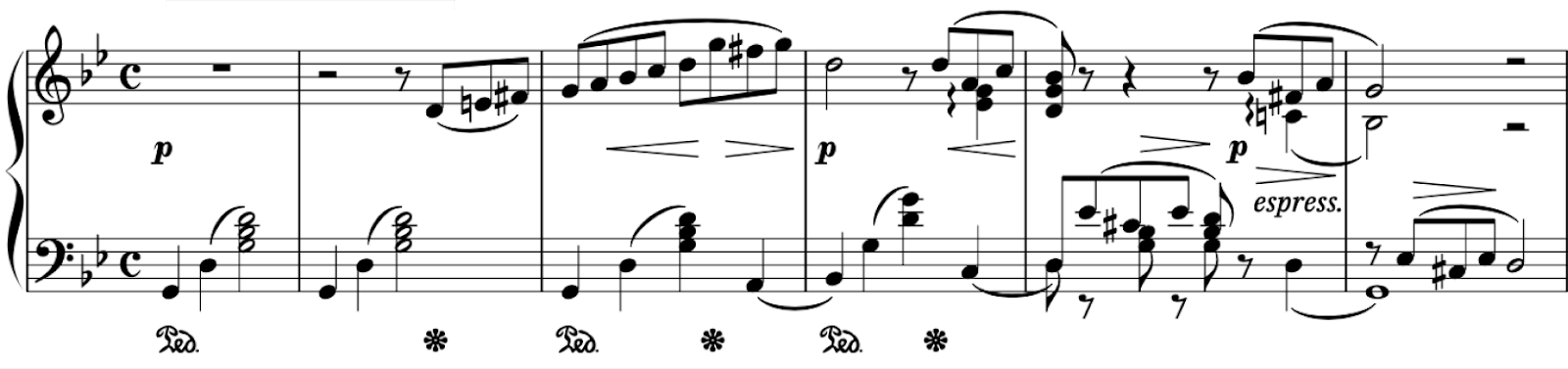 g minor scale piano
