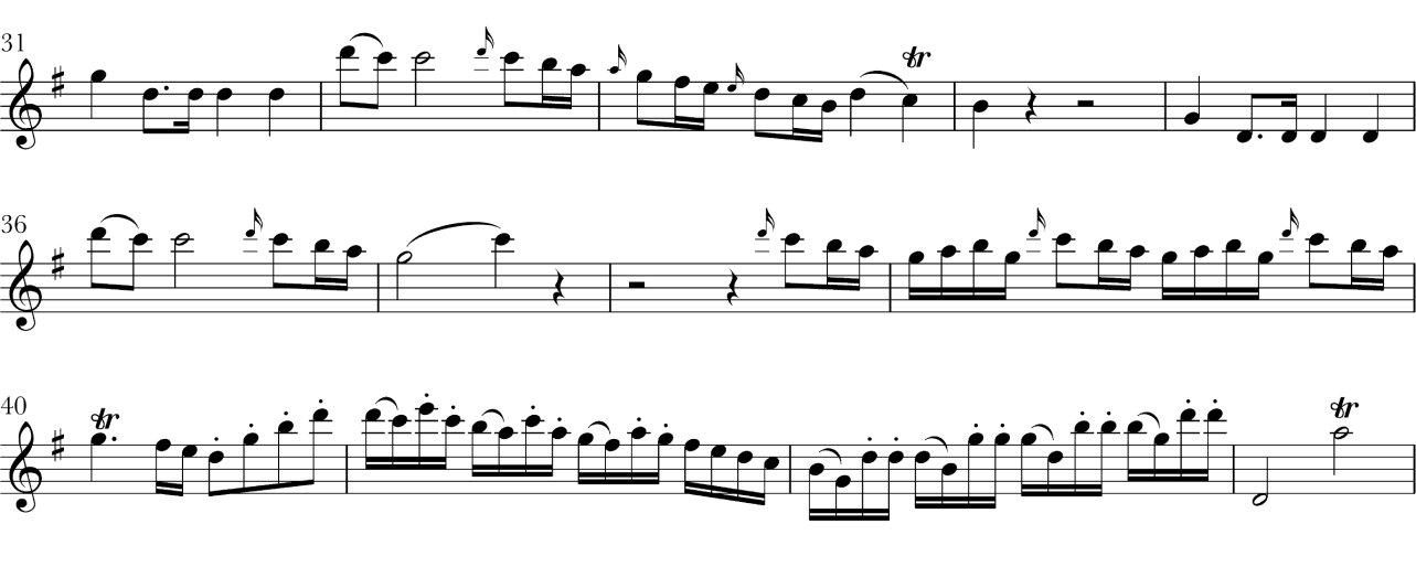 excerpt from Mozart's Flute Concerto No. 1 in G Major