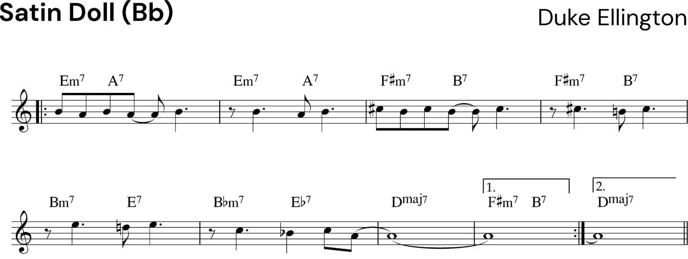 guide to jazz music theory: satin doll standard